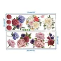Tabla de tallas detallada para pegatinas de pared flores con medidas de 70x25 cm por hoja - Estilo Combinado Rosa Hortensia Peonía (KS6724)