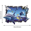 Detalle de las dimensiones del vinilo de pared 3D delfines océano de 57cm por 90cm - L-57*90CM