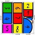 Tabella taglie dettagliata per adesivi murali gioco campana bambini 30x90cm in italiano - Stile con Motivo a Numeri Colorati