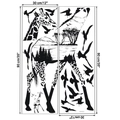 Detailed size chart for giraffe and birds silhouette wall stickers with dimensions - Giraffe Landscape Style (KS6792G)