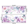 Dimensions détaillées du lot de 2 stickers muraux pivoines mesurant 90x30 cm - Style Lis Hortensia Rose Violet (KSR-37)