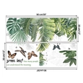 Dettagli degli adesivi murali con foglie verdi tropicali uccelli e dimensioni reali - 30x90cm (Set da 2)