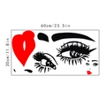 Detail of red lips wall sticker with eyelashes and eyebrows including size measurements - Style KSY89C (30*60CM)