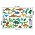 Detailed sheet of colorful cartoon dinosaur wall decals featuring T-Rex and Triceratops - 30x90cm (2 Sheets)