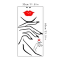 Details zur Größe des Wandtattoos mit schwarzer Linienkunst und roten Lippen für den Salon - 30X60CM In Beutelverpackung
