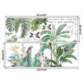 Dimensioni dettagliate degli adesivi murali con foglie tropicali e motivi di monstera - Set di 2 Fogli 30*90CM