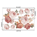 Detailmaße der Pfingstrosen Wandsticker Set in sanften Rosa- und Korallentönen - 30*90CM x 2 Blatt Set