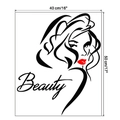 Detalle de vinilo decorativo Beauty con rostro femenino minimal y labios rojos 40x50cm - Estilo Negro y Rojo