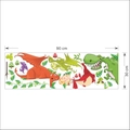 Detailansicht der 90x30cm Dinosaurier Wandtattoo-Bögen mit Comicfiguren und Pflanzen - 30*90cm