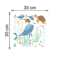 Detailblatt selbstklebender Ozean-Sticker mit blauen Walen und Meeresschildkröten - 30*30CM In Beutel