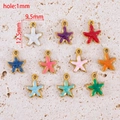 Detailed view of colorful enamel starfish charms with precise 12.5mm height dimensions - Starfish Style (9*12.5mm) / White
