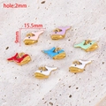Detail showing 15.5x9mm colorful enamel whale pendants with gold plating and 2mm hole size - Whale Style (9*15.5mm) / White
