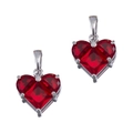 Colgante de cristal rojo en forma de corazón con una base metálica plateada elegante - Plateado-Rojo
