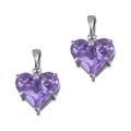 Pendentif cœur en zircon violet et serti argenté pour la création de colliers DIY - Acier-Violet