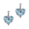 Pendentifs en verre cristal bleu clair en forme de cœur avec griffes argentées - Acier-Bleu Clair