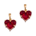 Pendentifs cœur en verre rouge foncé avec sertissage à griffes dorées pour colliers - Or-Rouge