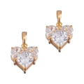 Élégant pendentif cœur en verre doré avec cristaux sertis à griffes pour collier - Or-Blanc