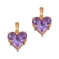 Pendentif cœur en pierre facettée violette étincelante avec serti griffes doré - Or-Violet