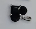 Pendentif cœur en verre noir facetté avec serti griffes argenté pour collier DIY - Acier-Noir