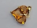 Pendentif cœur doré orné de pierres en verre ambré pour la création de bijoux DIY - Or-Orange
