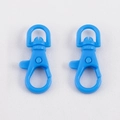 Pair of bright blue plastic swivel lobster clasps for DIY necklace and keychain crafts - Blue