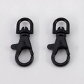 Set of two matte black metal swivel lobster clasps for DIY keychains and bags - Black