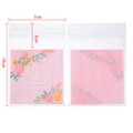 Dettaglio dei sacchetti autoadesivi 7x10cm con motivi floreali e dimensioni - 100 Pezzi/Confezione / Rosa Luck Floreale
