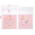 Pink cartoon swan self-adhesive gift bags 7x10cm for candy jewelry packaging - 100 Pcs/Pack / Swan (2-in-1 Mix)