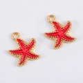 Colgante de estrella de mar rojo con textura dorada para creación de joyas DIY - Estrella de mar