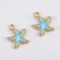 Starfish pendant with sky blue enamel marble effect and gold textured frame edge - Starfish (15x18)