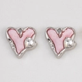 Herzanhänger aus Silberlegierung in Rosa mit Zirkonia-Stein für DIY-Schmuckherstellung - Herz mit Strass / 17x17.6mm / Rosa