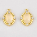 Golden oval pendant with cream stone and four small rhinestones for jewelry making - Oval Rhinestone Style / 5 Pieces/Pack (15x19.6mm) / White