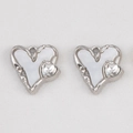 Versilberte Herzanhänger mit weißem Emaille und funkelnden Zirkonia-Akzenten - Herz mit Strass / 17x17.6mm / Weiß