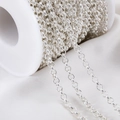 4mm faceted silver-plated O-link chain roll for DIY jewelry making and necklaces - 1m/pack / Thick Silver