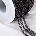 4mm gun black textured rolo chain for jewelry making on white plastic spool - 1m/pack / Gunmetal