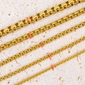 Cadenas box doradas de acero inoxidable en cinco tamaños de dos a cinco milímetros - 2mm (Paquete de 1m) / Dorado
