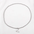 Silver stainless steel wheat chain necklace with adjustable lobster clasp closure - Steel