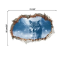 Adesivo murale 3D effetto buco con lupo dagli occhi blu nella foresta, 70x50 cm - 50*70CM
