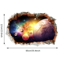 Dimensiones detalladas de vinilo de pared 3D con diseño de galaxia y planetas - L-57*90CM