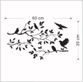 Stickers muraux silhouettes noires de branches et oiseaux, décor de 60x35cm - 57x35CM Noir