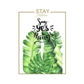 Dettaglio di poster ad acquerello con foglie tropicali Monstera e testo motivazionale - Monstera Citazione (KS6628-2)