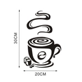 Detail of coffee cup wall sticker with rising steam and beans measuring 20x30cm - 20*30cm