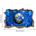 Vista detallada del vinilo de pared 3D de la tierra y espacio con medidas 90 cm x 57 cm - 57*90CM
