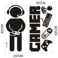 Dettaglio dell'adesivo da parete gamer con icone controller e misure indicate - Grande 30*60CM