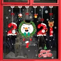 Pegatinas navideñas para ventanas con Papá Noel, muñeco de nieve y texto Merry Christmas - Muñeco de Nieve Papá Noel Y 2021 Número (6278)