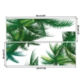 Detail view of tropical green palm leaf wall stickers with precise size measurements - 30*90cm