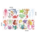 Juego de cuatro vinilos decorativos de sirenas y animales marinos de 30x20 cm cada uno - 20x30cm (4 Hojas)