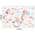 Détails de stickers muraux licorne rose peinte à la main avec décor arc-en-ciel et étoiles - 40*60cm