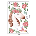 Vinilo decorativo unicornio acuarela con corona de flores y colibrí para cuarto infantil - 40*60cm