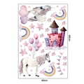 Pegatinas de pared unicornio y castillo acuarela nórdica para cuarto infantil 40x60cm - Especificación Estándar